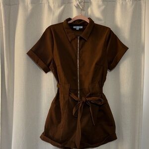 She + Sky suede brown romper